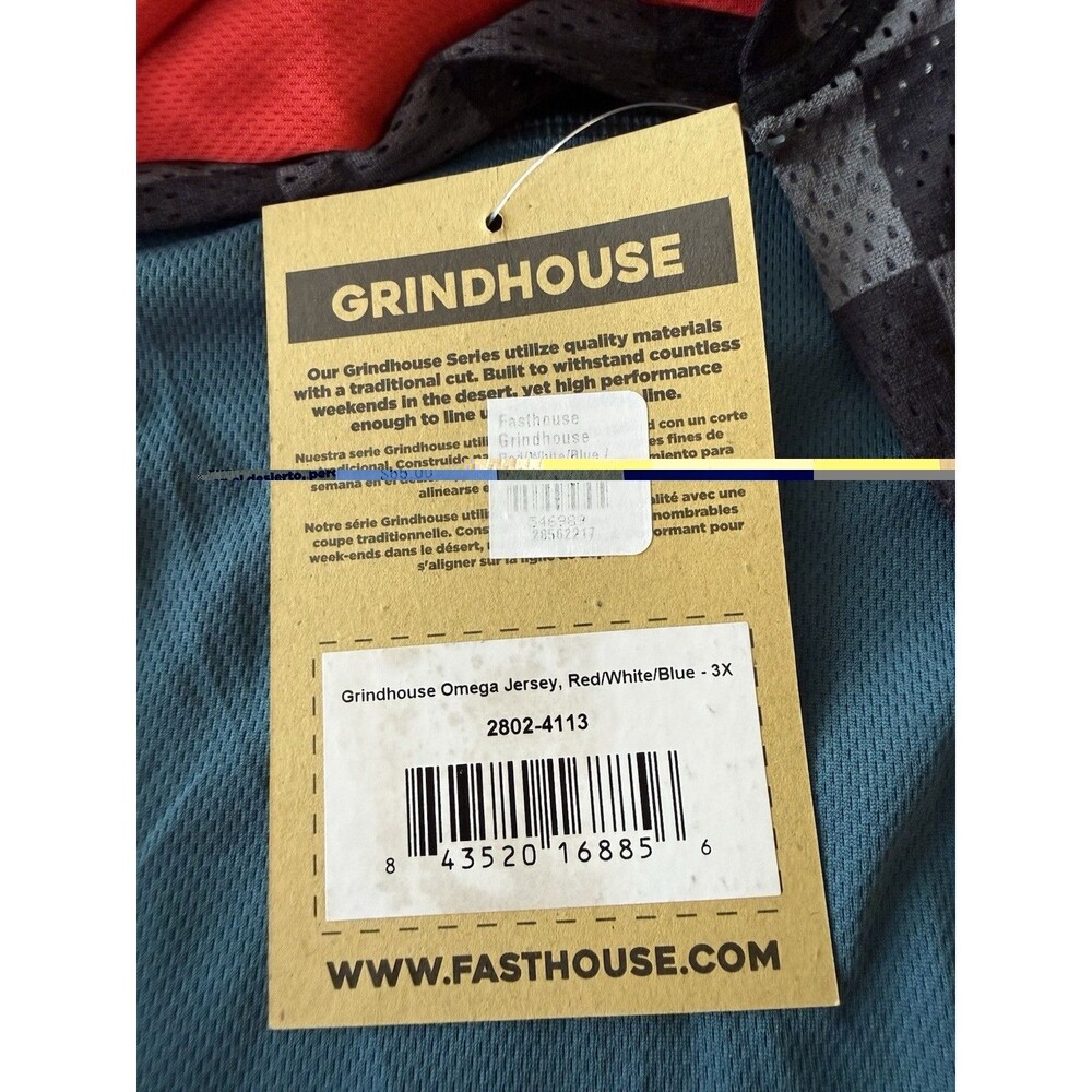 Grindhouse Fasthouse Omega Jersey Size 3X 2802-4113 Red White Blue Cycling - Picture 6 of 10